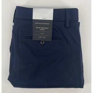 Banana Republic Rapid Movement Chino Mens 33x32 Navy Blue Tapered Fit Pants NWT